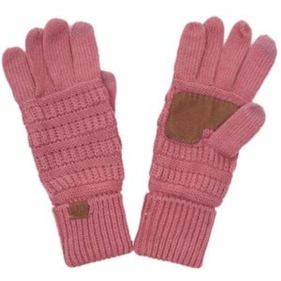 C.C 3pc Knit Warm Pom Beanie Gloves Scarves Set